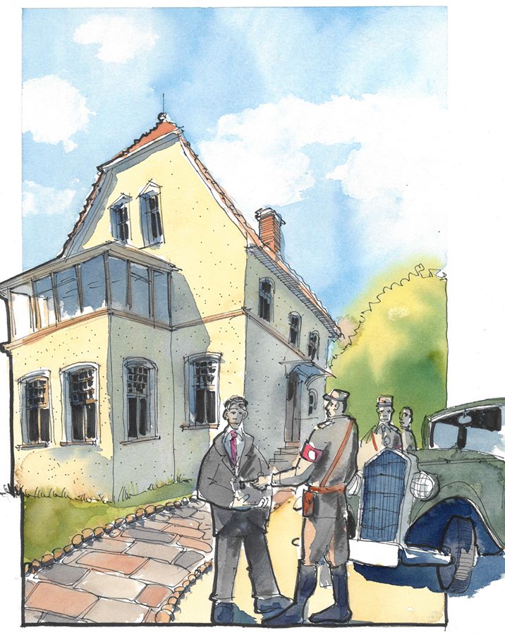 Übergabe der Villa Lichtenstein an | Zeichnung Malte Wulf Übergabe der Villa Lichtenstein an | Zeichnung Malte Wulf