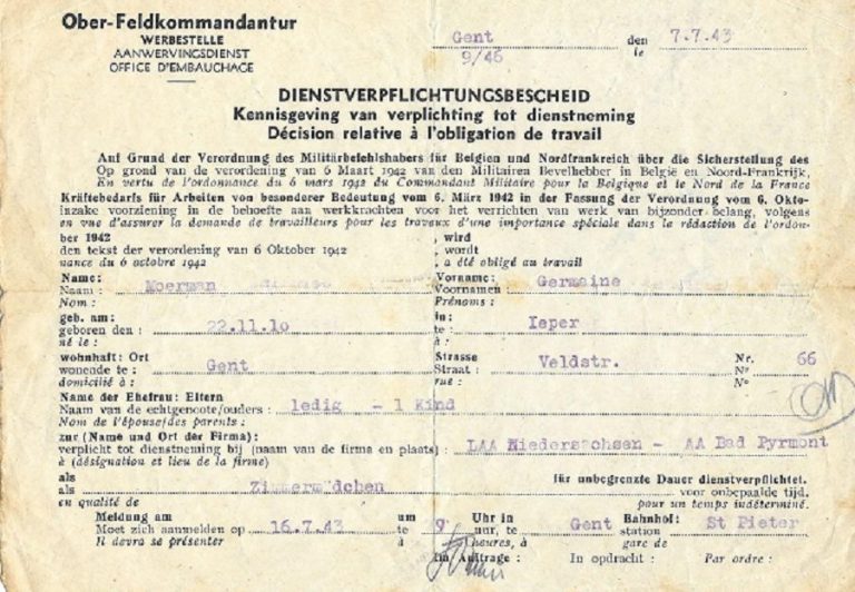 Dienstverpflichtungsbescheid | Frans Truwant