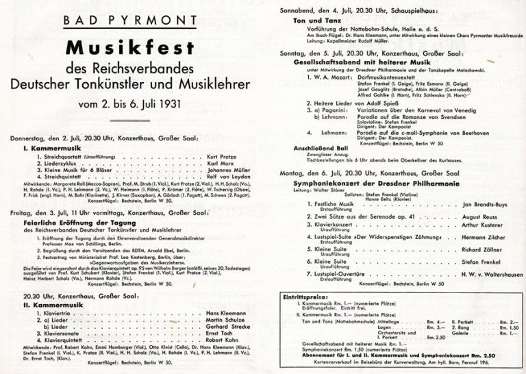 Kur- und Fremdenliste Bad Pyrmont, 2. Juli 1931 Kur- und Fremdenliste Bad Pyrmont, 2. Juli 1931