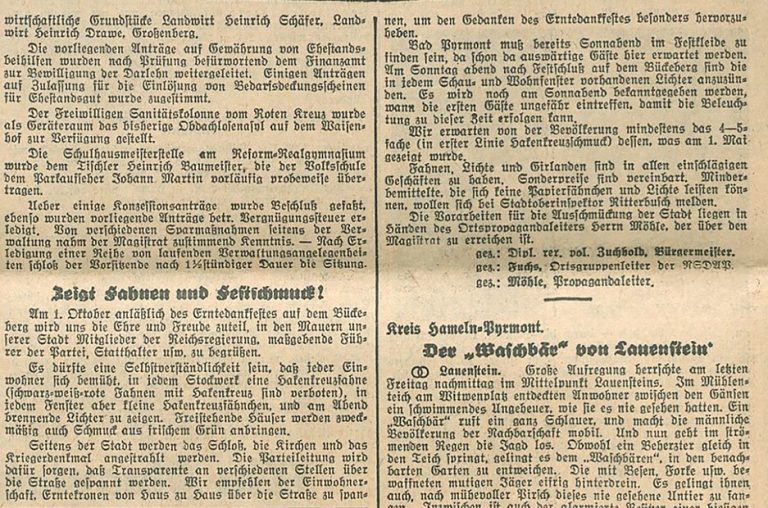 Deister- und Weserzeitung vom 26.09.1933 | 
www.dewezet.de