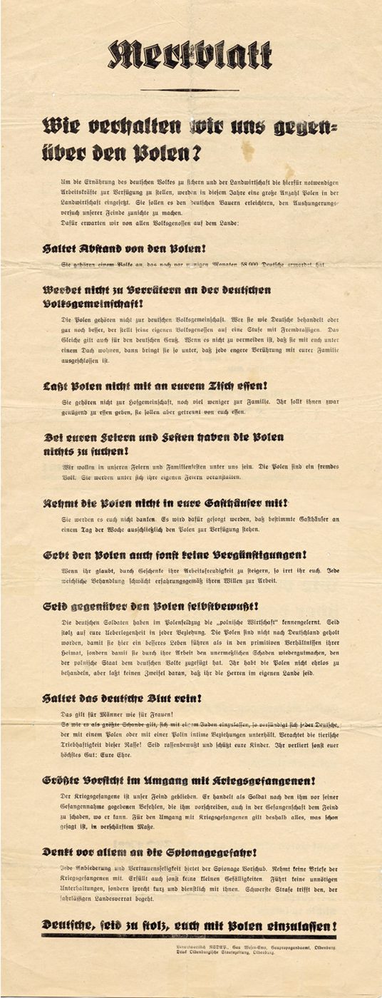 Merkblatt der NSDAP | Historisches Museum Hannover